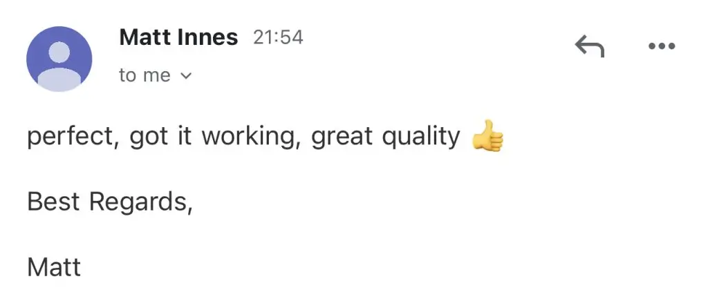 Customer testimonial from Matt