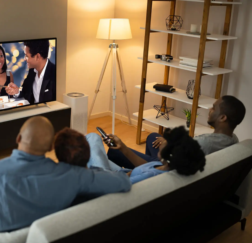 Family watching television using a streaming service